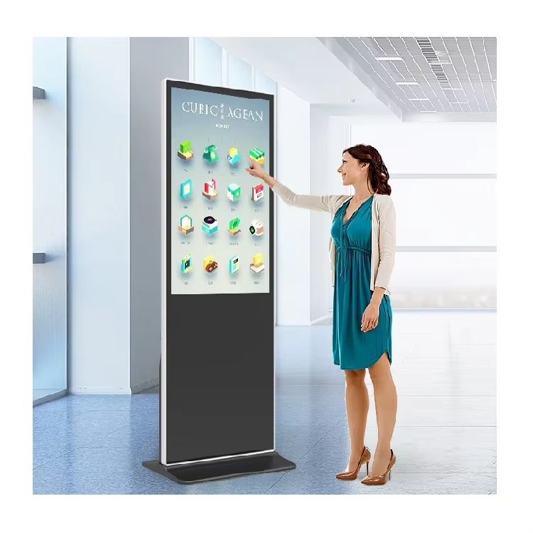 65 Inch 2K HD Advertising Totem Capacitive Touch Screen Panel Monitor Floor Standing Signage Advertising Kiosk
