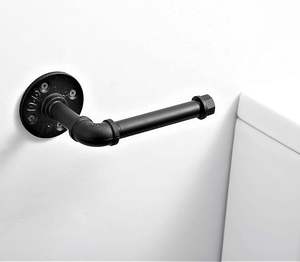 תעשייתי סִגְנוֹן מתכת צינור ברזל צמוד לקיר מחזיק מגבות לאמבטיה מטבח חדר שינה - Product Image 4