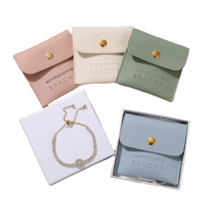 Pochette d'emballage pour bijoux avec logo personnalisé, en cuir PU, pour la protection des bijoux, échantillon gratuit, pochette de rangement et de présentation pour boucles d'oreilles et colliers - Product Image 1