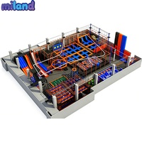 Conception et construction de terrain de trampoline Slam Dunk commercial de 500 à 1000 m² pour centre d'amusement avec système de rembourrage de sécurité
