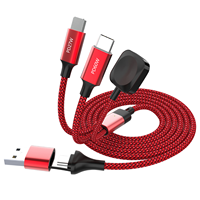 Kabel Pengisi Daya Jam Tangan 3-in-1, Kabel Data Ponsel Satu-ke-tiga Tipe-C Pengisian Cepat PD 60W, Pengisi Daya Nirkabel Jam Tangan