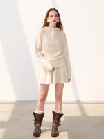 Pull en cachemire pur à 100 % pour femme, décontracté, à demi-zip, coupe oversize, avec manches raglan et ourlet côtelé, chaud, doux et respirant pour l'hiver