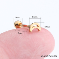 Boucles d'oreilles en forme de lune, bijou lumineux, Piercing, Cartilage, vis arrière, nouveauté