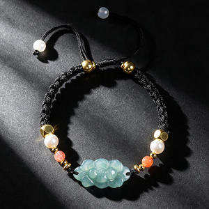 Pulsera de Jadeíta Natural con Flor de Loto, Joyería para Mujer, Estilo Chino, Diseño Original, Regalo con Certificado de Tasación SL104 - Product Image 2