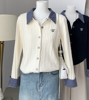 Nouveau Pull Long en Maille à Col Revers et Motif Écossais Personnalisé pour Femme, avec Nouveaux Boutons – Fournisseur