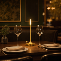 Lampe de table LED sans fil rechargeable, écologique, simple, à intensité variable tactile sur 3 niveaux, en aluminium, pour restaurant, bar, café, hôtel, chevet, ambiance