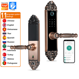 Serrure de porte intelligente de luxe pour villa européenne, application Tuya, lecteur d'empreintes digitales en alliage d'aluminium, serrure numérique pour porte en bois - Product Image 2