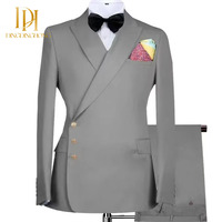 Ensemble Costume d'Affaires Deux Pièces Slim Fit pour Homme, Nouveau Design, Veste Droite à Boutonnage Simple et Pantalon à Fermeture Éclair, Idéal pour Bureau et Mariage