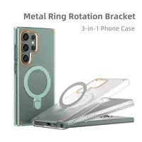 Étui de protection magnétique 3-en-1 avec anneau métallique et finition mate pour Samsung Galaxy S25 Ultra S24 Ultra S24 Plus S26 Ultra