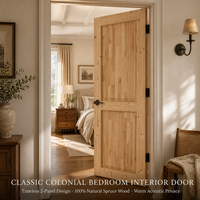 Panel Pintu Kayu Spruce Solid 96 inci, 2 Panel, Belum Finishing, Tebal 1,38 inci, untuk Kamar Tidur, Gudang & Kantor, Gaya Kolonial Farmhouse (Hanya Panel)