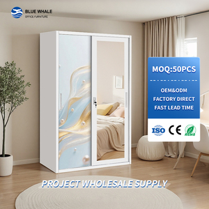 <span class=keywords><strong>Armario</strong></span> <span class=keywords><strong>de</strong></span> Acero con 2 <span class=keywords><strong>Puertas</strong></span> Corredizas y Espejo, Diseño Personalizado al por Mayor, Gran Espacio <span class=keywords><strong>de</strong></span> Almacenamiento, <span class=keywords><strong>Armario</strong></span> Metálico para Dormitorio - Product Image 1