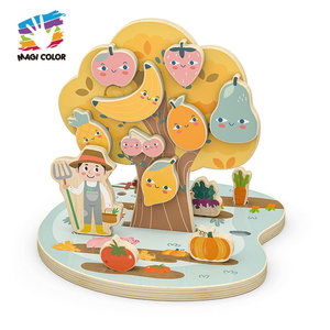 <span class=keywords><strong>Jeu</strong></span> d'empilage et de tri en bois pour arbres fruitiers avec pince – Thème ferme éducatif – <span class=keywords><strong>Jeu</strong></span> de motricité fine – Peinture écologique - Product Image 1