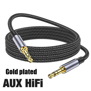 Câble <span class=keywords><strong>audio</strong></span> Hi-Fi 3,5 mm tressé en nylon plaqué or, de qualité supérieure, vente en gros d'usine - Product Image 1