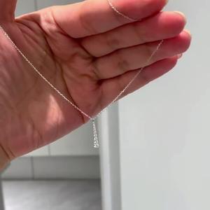 Collar Clásico de Plata de Ley S925 con un Solo Diamante en Forma de Lágrima, Gota de Agua Pequeña, Cadena de Clavícula con Forma de Pera, Diamante Pequeño - Product Image 3