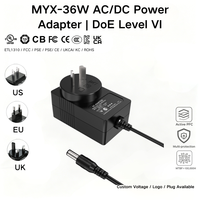Convertisseur de tension mural MYIXI USB-C DC 5V-30V 1A-6.6A 30W Adaptateur secteur AC en matériau PC pour PC