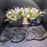 Cristal d'astrophyllite naturel, grande pierre polie en forme de cœur de lune, rare, bleu feu, sculptée pour la guérison et la décoration intérieure