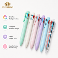 Bolígrafo Retráctil Multicolor con Cuerpo de Plástico en Tonos Pastel, Seis Tintas, Selector Fácil de Presionar, Logotipo Personalizado para Suministros de Oficina y Papelería