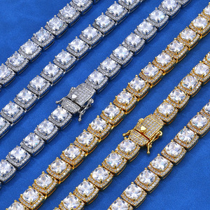Pulseras de Moissanita con Corte Esmeralda de 10mm, Corte Escalonado, Pavé, Plata S925, Chapado en Oro Real de 18K, Joyería Hip Hop Personalizada, B2B OEM - Product Image 3