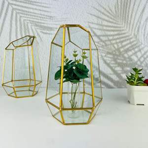 Gelas Terrarium Geometris Emas Tidak Beraturan Grosir untuk Pot Tanaman Sukulen Meja - Product Image 5