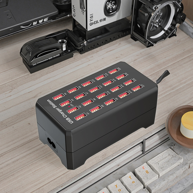 Wholesale 100W 20-Port USB Fireproof Short Circuit Protection Desktop Charger Station for Mobile Phone & Smart Watch
