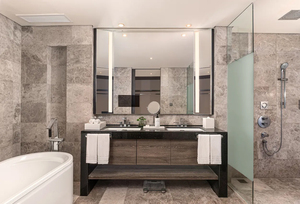 Xinshiyi Manila Conrad dự án khách sạn tùy chỉnh nội thất phòng khách sạn đặt ghế sofa da đầu giường Phân khung gỗ - Product Image 6