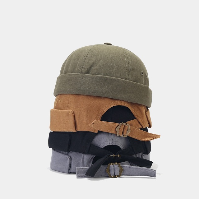 Japanese Style Design Retro Melon Hat Simple Solid Color Street Hip Hop Women Men Brimless Baseball Cap