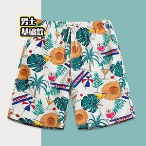Short de plage décontracté taille moyenne pour homme à séchage rapide en cinq points 100% polyester tissé numérique à chaud pour côté mer - Product Image 1
