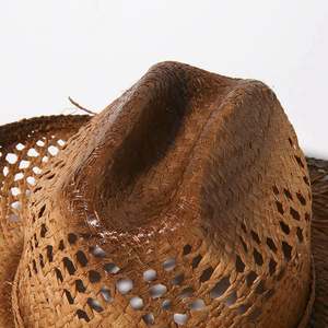 Sombrero de Paja Estilo Vaquero Occidental, Nuevo para Primavera/Verano, Protección Solar, Estilo Retro, Unisex, para Viajes, Pesca y Deportes - Product Image 5