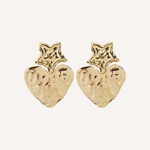 Boucles d'oreilles pendantes minimalistes en acier inoxydable doré YFB, motif cœur et étoile, bijoux de mode - Product Image 1