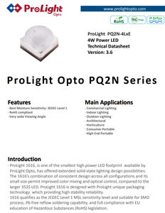 หลอดไฟ LED กำลังสูง ProLights PQ2N-4LRE 4W 1616 สีแดง 620-630nm เลนส์โดม 130 องศา ชิป SMD LED - Product Image 2
