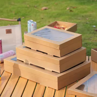 Boîte Pâtissière en Papier Kraft Personnalisée avec Fenêtre pour Articles de Boulangerie à Emporter, Idéale pour Camping et Pique-niques, Matériaux Recyclés, pour Biscuits et Sandwichs