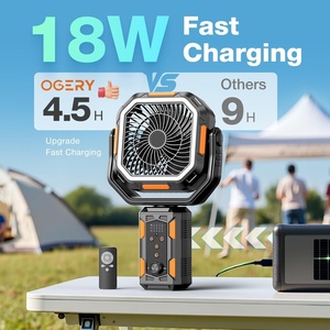Ventilateur de table portable rechargeable 20000 mAh avec lumière LED, pliable, quatre vitesses, réfrigération, réglage du support pour l'extérieur - Product Image 4