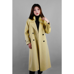 Cappotto Lungo in Lana a Doppia Faccia per Donna, Autunno Inverno, con Collo in Vera Pelliccia di Volpe, Cappotto in Cashmere - Product Image 5