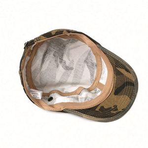 Casquette plate à 5 panneaux pas chère, style cadet, vintage, effet vieilli, camouflage, pour sports de plein air - Product Image 4