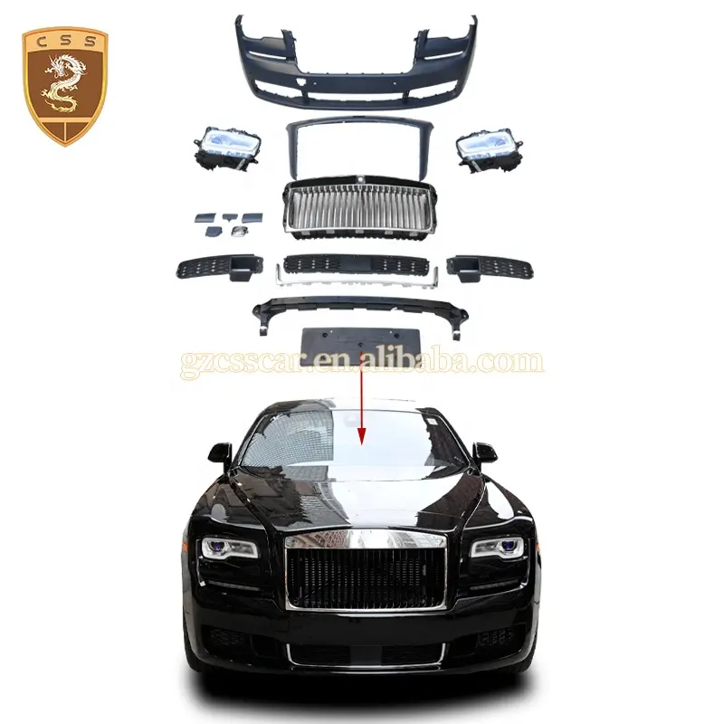 Old Style To New Style Fiberglass Car Front Bumper Grilles Side Fenders Body Kit For Rolls Royce Ghost 3TH Generations