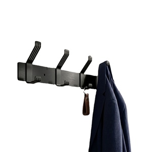 Perchero de Pared Moderno con 3 Ganchos de Metal, Diseño Minimalista Negro para Almacenamiento de Ropa - Product Image 1
