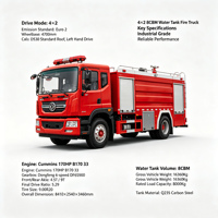 Camion de pompiers diesel 4x2 pour intervention à gauche, 8m3, Dongfeng D530, 170HP, réservoir d'eau 8000L, acier Q235, pompe CB10/40, canon PS40