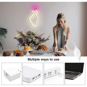 Lettres néon LED en forme de cœur, à intensité variable, alimentées par USB, lumière d'ambiance, décoration de vitrine, lumière indicatrice de rue, personnalisable 5V - Product Image 2