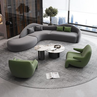 Ensemble de canapés modulaires incurvés modernes pour réception de bureau avec fauteuils pour hall d'accueil, salle de réunion, mobilier commercial rond en tissu doux
