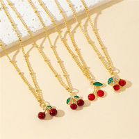 Collier pendentif cerise en zircon plaqué or 18 carats en acier inoxydable hypoallergénique, vente chaude d'usine, ne se décolore pas, pour femmes