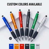 Stylo bille LED personnalisé en gros avec logo gravé au laser, multicolore, écriture fluide, encre noire, pour cadeau promotionnel