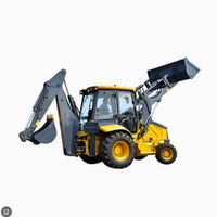 Chargeuse-pelleteuse à double fonction : grande pelle sur roues pour travaux d'ingénierie et agricoles, avec pelle avant et pelle arrière