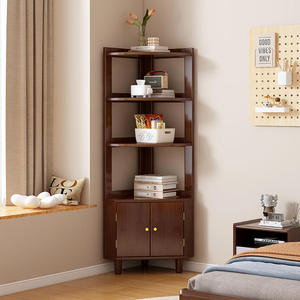 3 4 Tier Detachable Solid Wood <strong>Corner</strong> Cabinet Modern Minimalist Bookshelf Storage <strong>Unit</strong> Perfect for <strong>Small</strong> Apartment Living Space - Product Image 4