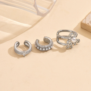 Boucles d'oreilles à pince en forme géométrique en cuivre plaqué or à la mode pour femmes de haute qualité bijoux en Zircon à la mode pour les cadeaux de fêtes - Product Image 3