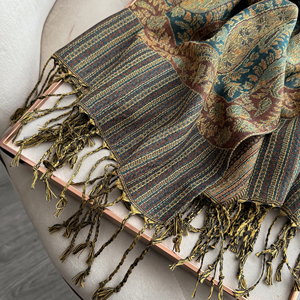 Eleganti sciarpe da <span class=keywords><strong>donna</strong></span> in stile cinese con nappe con barba stampate agli anacardi stile etnico classico per l'inverno - Product Image 2