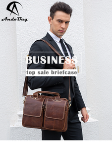Sac à main pour ordinateur portable Andong pour hommes, en cuir de vache véritable, sac bandoulière, style européen, sacs de voyage, sacs rétro - Product Image 2