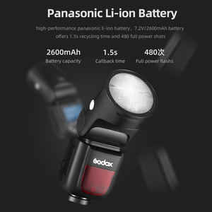 Flash Profesional <span class=keywords><strong>Godox</strong></span> V1 para Cámara, V1C <span class=keywords><strong>V1N</strong></span> V1S V1F V1O V1P TTL HSS con Batería de Iones de Litio, Speedlite para Fuji Pentax - Product Image 3