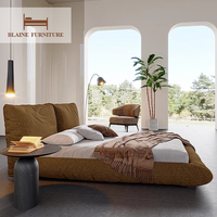 Cadre de lit de luxe de Style moderne haut de gamme King Queen pleine taille 1.8 Double adultes meubles de chambre en bois cuir maison hôtel