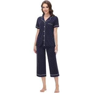 Ensemble de pyjama pour femmes personnalisé, boutonné, manches courtes, viscose de bambou, vêtements de nuit, grande taille S-4X - Product Image 4