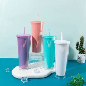 Taza de café de diseño clásico sensible a la temperatura de 24 oz/710 ml, vaso de plástico reutilizable con pajita para fiestas, que cambia de color. - Product Image 3